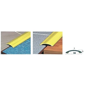 

Arcansas Cm 100 - In Blister - Profilo coprigiunto per moquette ottone lucido. larghezza mm 28.con adesivo.