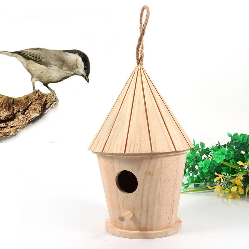 Прочный деревянный пластиковый подвесной прозрачный кормушка для птиц для сада и двора, чехол для еды, товары для домашних животных, шестигранная деревянная кормушка для птиц - Цвет: D