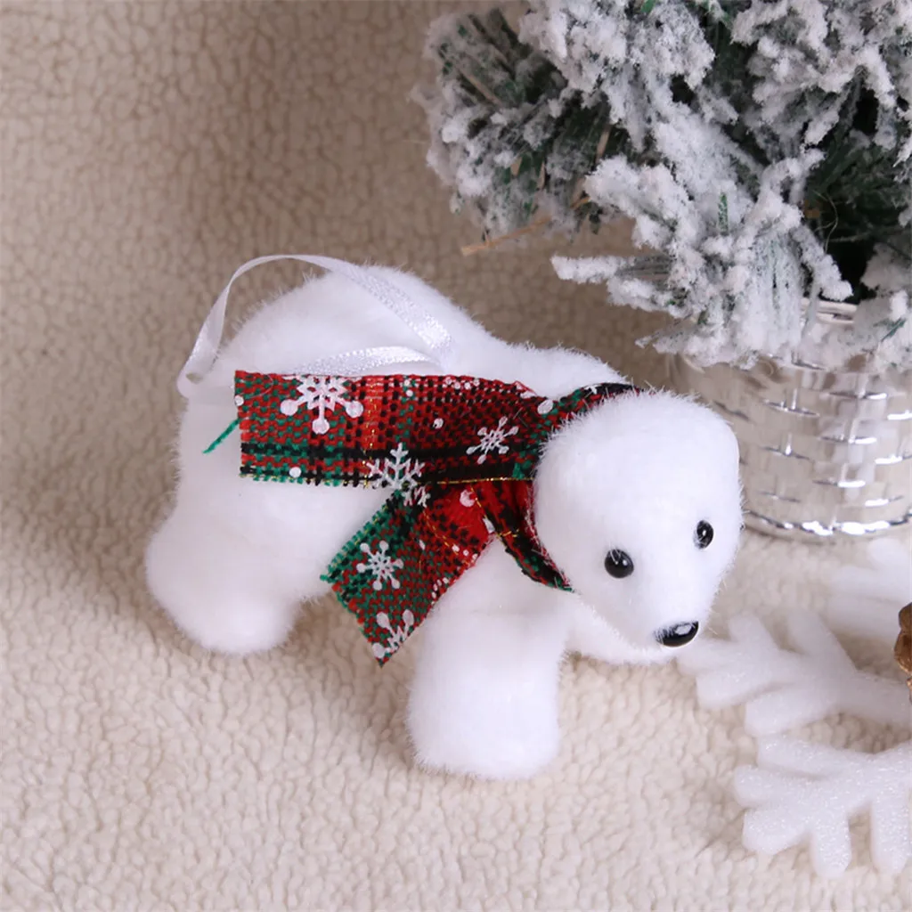 Милый Миниатюрный Плюшевый белый медведь кулон-украшение для рождественской елки домашнее Новогоднее украшение adornos de navidad