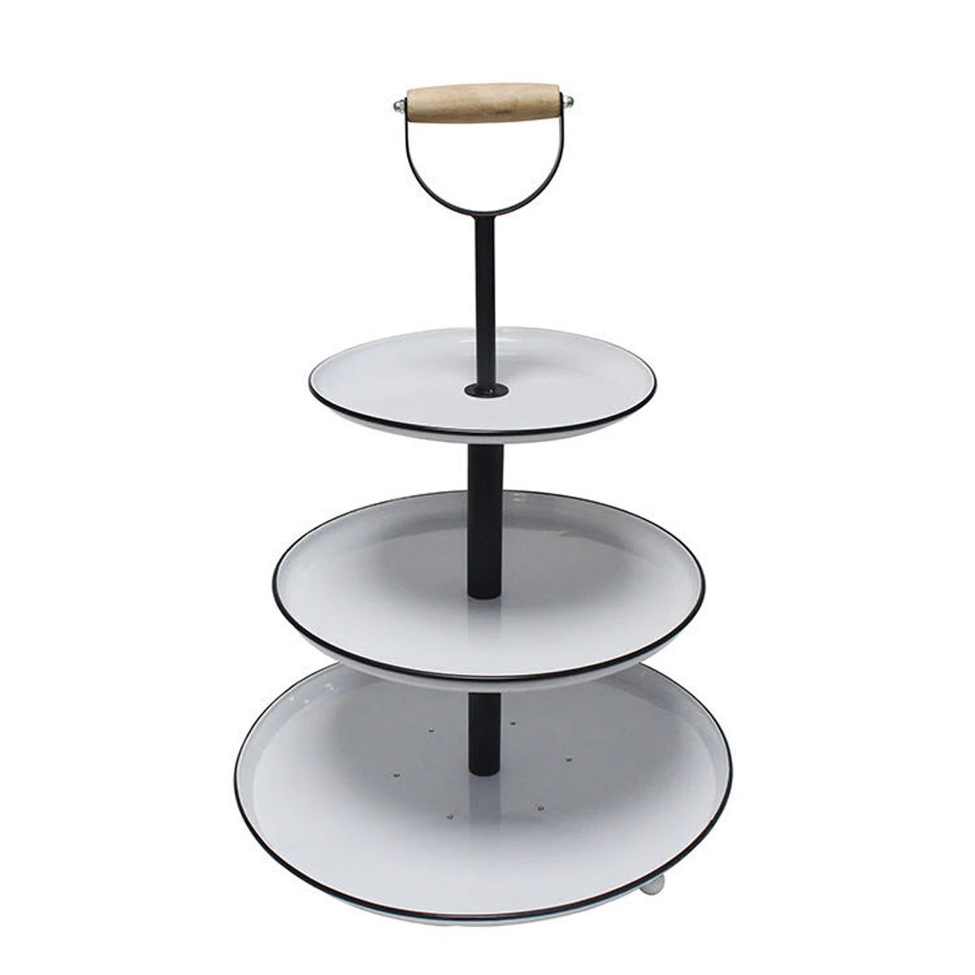 3 Tier Cake Stand Galvanized Metal Serving Tray Plant Dessert Cupcake Fruit Tiered Platter Vintage Decor for Home Party Kitchen