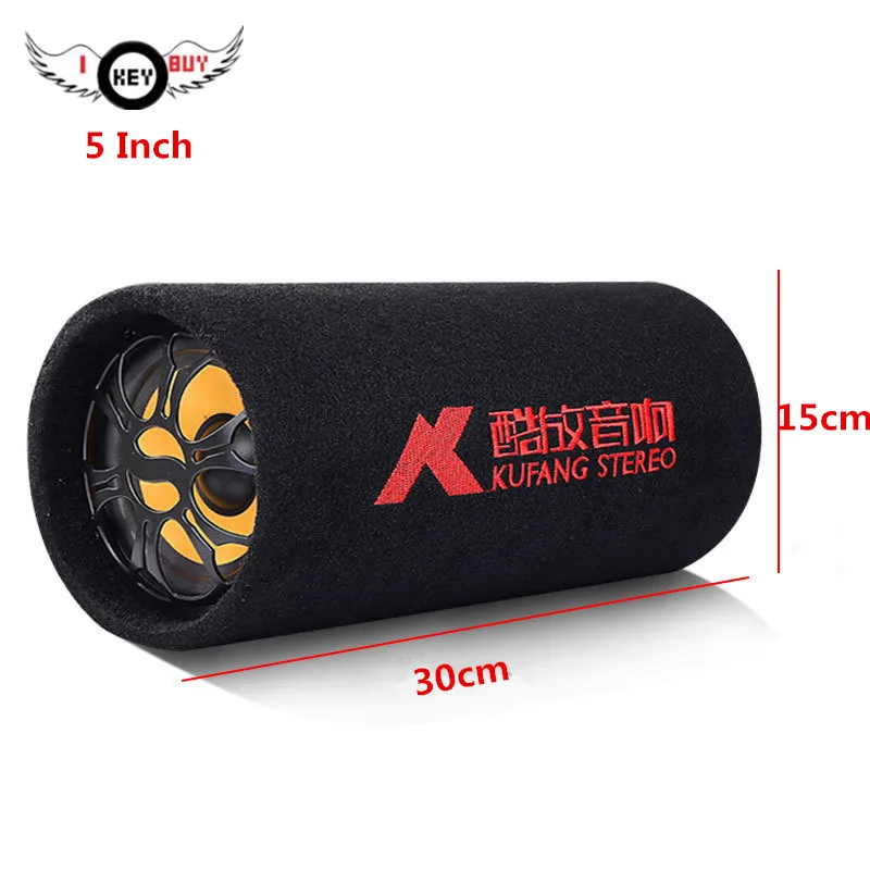 

5 Inch 120W Active Cylinder USB TF Card Car Subwoofer DC 24V Van Truck AC 220V 4Ohm HiFi Full Range Subwoofers Enclosure