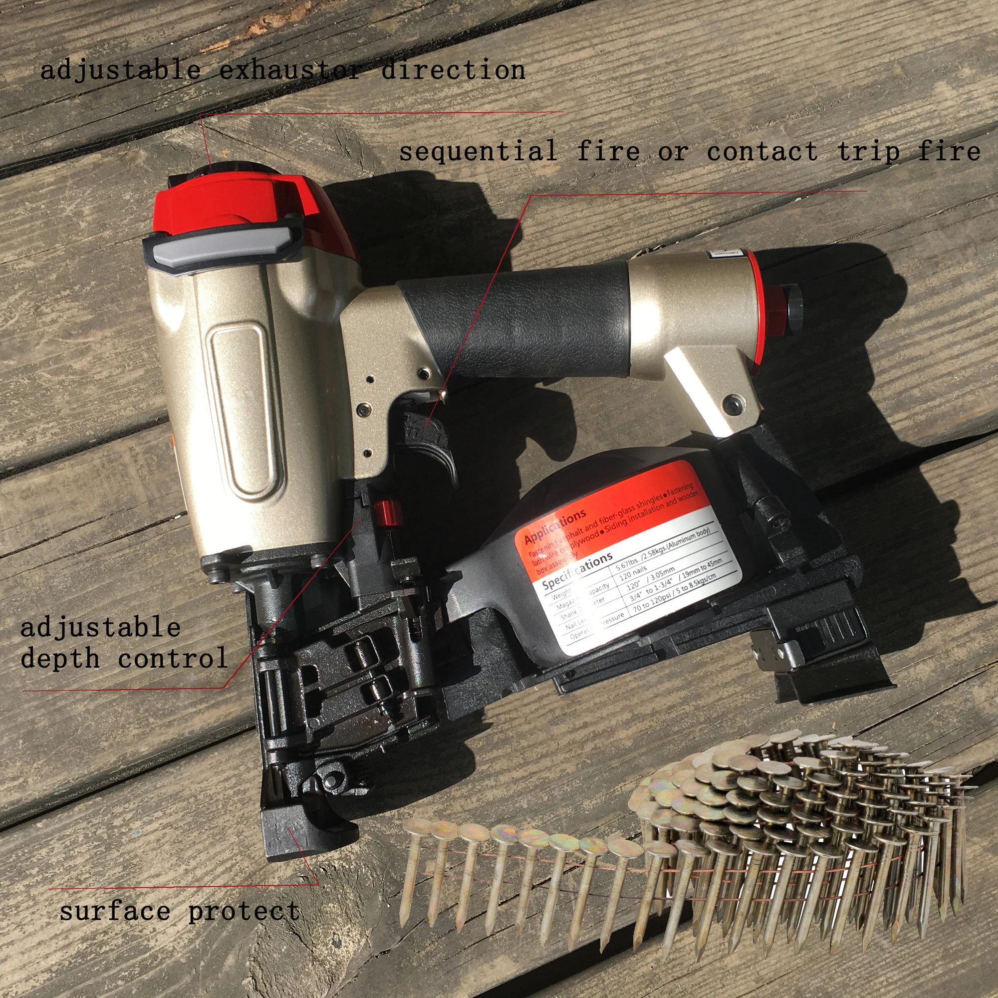 Kopen Air Coil Dakbedekking Nagelpistool Schiethamer CRN45A