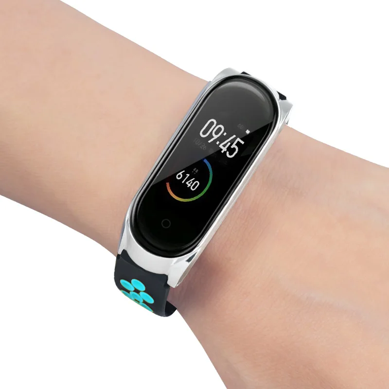

Silicone Strap Bracelet Band Wriststrap with Metal Case for Xiaomi Mi Band 3/4 GV99