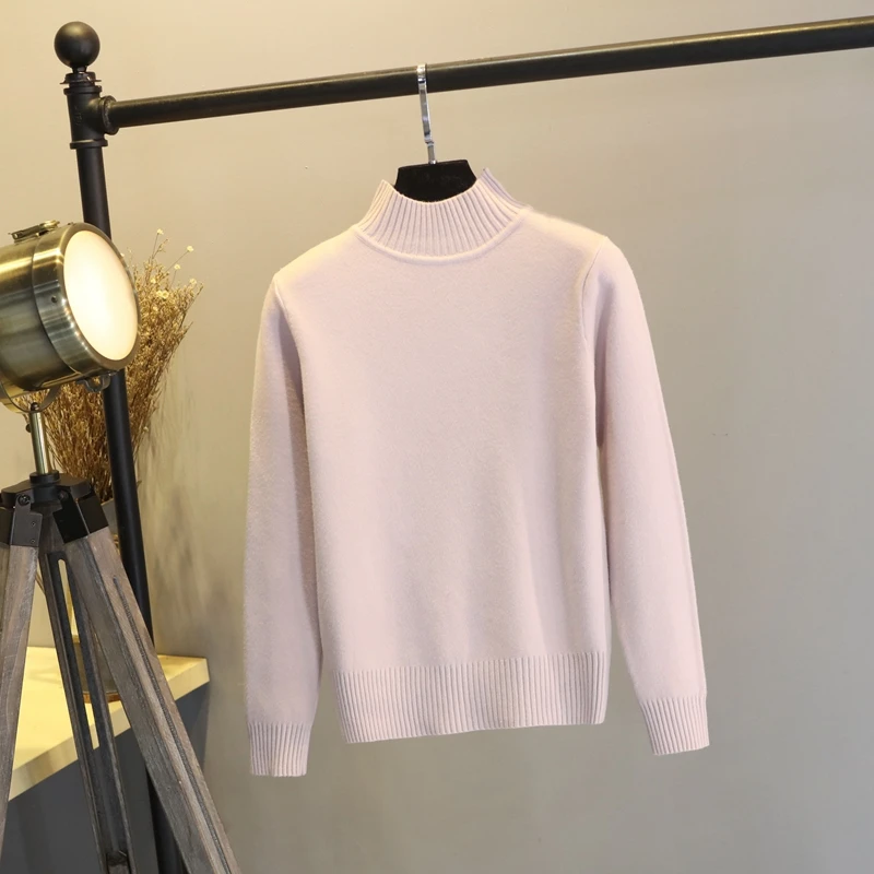 ONLYSVTER, Женский пуловер и свитера,, Осень-зима, толстый теплый женский свитер, мягкая водолазка, Женский вязаный джемпер, Топ - Цвет: Pink 8090