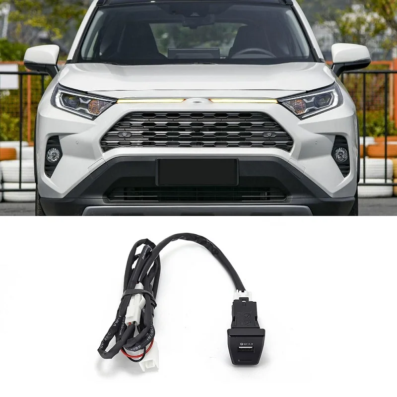 Car Charger For Toyota RAV4 2019 2020 5th Central Control Position QC3.0 Car Charger Lossless Upgrade Charging Socket Port