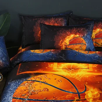 

3pcs/set Soccer basketball Duvet Cover Set 3D Football Printed Bedding Set Single Double Home Textile + Pillowcase 173*218cm