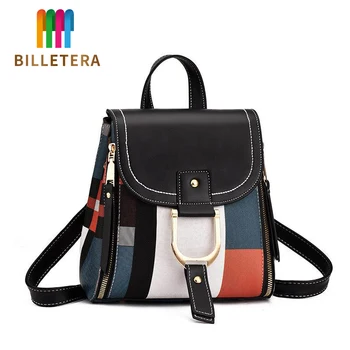 

Women Backpack With Soft Leather Multiple Using Women Grid Backpacks Female School Bag Girls Travel Bag Purse Free Shipping