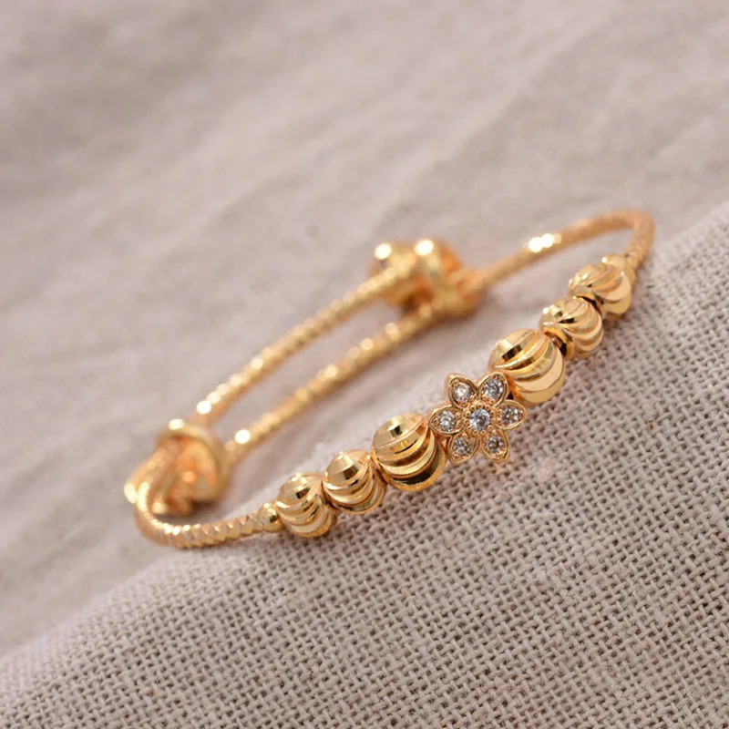 Bangle Bracelet 4pcs Baby Bangles Ethnic Gold Color Dubai Bangles Kids Bracelet Luxury Bracelet Dubai Child Jewelry Birthday Present