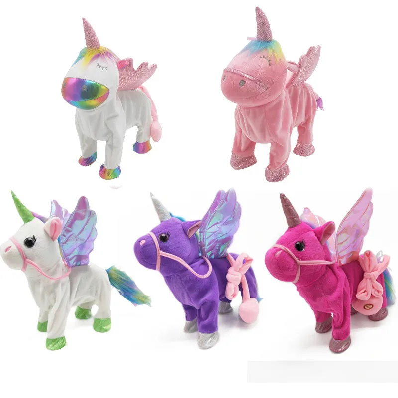 

New Electronic Toys Walking Music Cartoon Unicorn Doll Plush Toy Children Christmas Gift