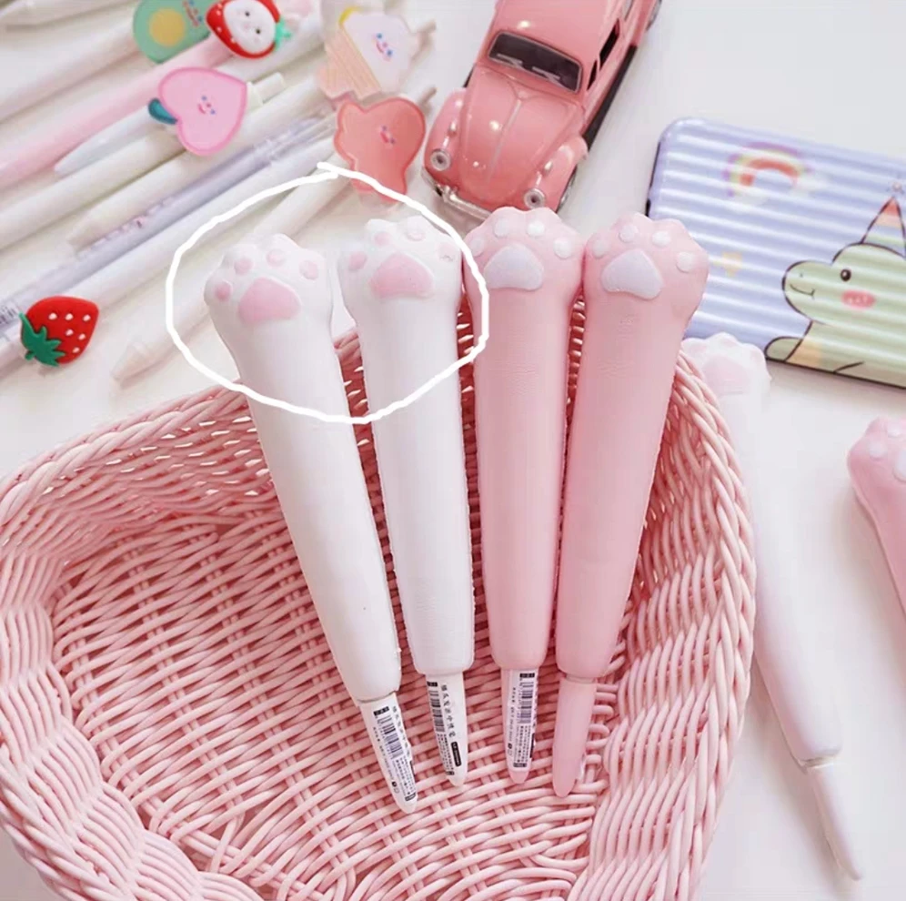 1 pc white Милый кошачьи лапы Кролик Стиль Мягкий Силиконовый гель ручка маленький динозавр студенческие канцелярские принадлежности новинка подарок школьный материал офисные принадлежности - Цвет: 1 pc white