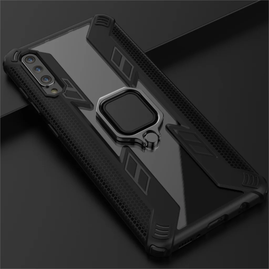 Черный KEYSION противоударный бронированный чехол для samsung Galaxy A50 A30 A20 A10 M20 стенд автомобильному кольцу, чехол для телефона для samsung S10 S10e A9 A7 - Цвет: Черный