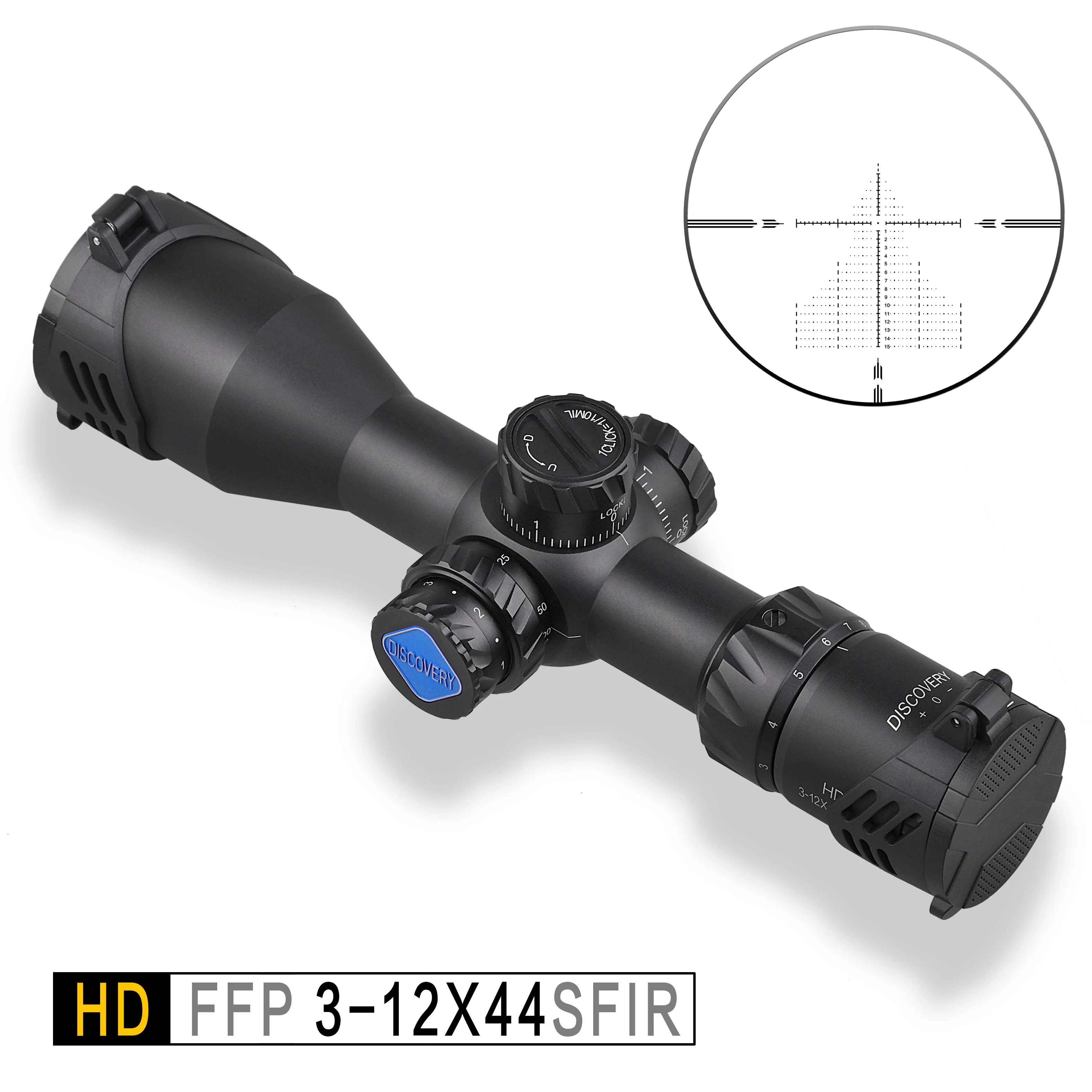 Оптический прицел Discovery HD 3 12X44 SFIR FFP компактный с первым фокусным расстоянием для