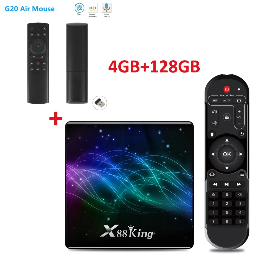 Android Tv Box X88 King AmlogicS922X четырехъядерный 4GBDDR4 128GB LAN1000M RJ45 2,4G/5G двухдиапазонный Wifi 4K HD 1080P H.265 телеприставка - Цвет: 4GB 128GB add G20
