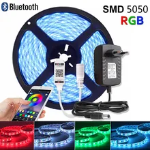 Bluetooth RGB светодиодный светильник 5050 2835 DC 12 В водонепроницаемый tv Tira Светодиодная лента световой полосы 60 Светодиодный s/m 5 м контроллер+ адаптер питания