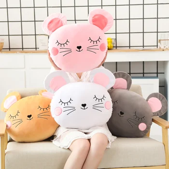 

1PC 45x40cm Cute Hamster Mouse Plush Pillow Stuffed Soft Animal Hamtaro Toys Dolls Kawaii Christmas Gift for Girls Kids Children