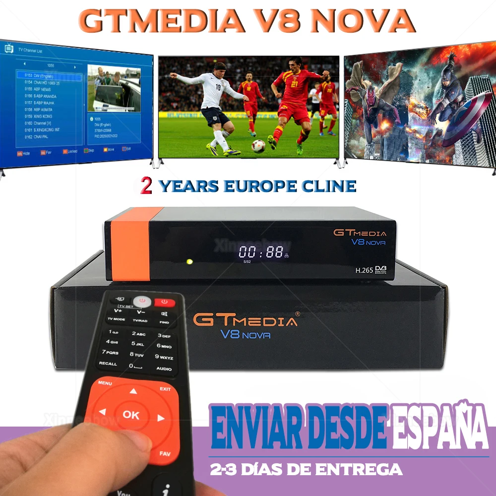 

Original GTmedia V8 Nova Satellite TV Receiver Built in Wifi 2 Years Europe Cline for Spain DVB-S2 H.265 GT media V8 NOVA