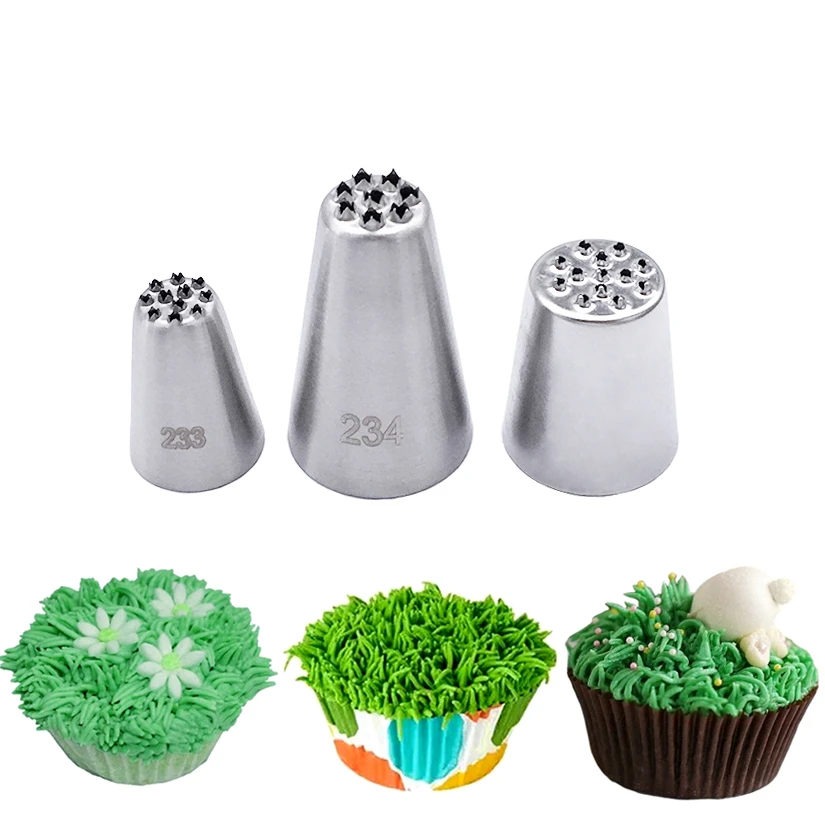 3Pcs/set Grass Icing Piping Nozzles Cake Decorating Pastry Tip Sets