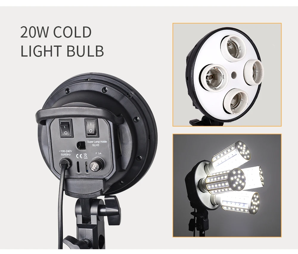 Kit de iluminação para fotografia, softbox, estúdio