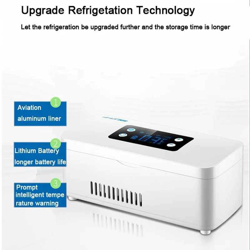 Refrigerador de insulina portátil de viaje, Mini refrigerador de  almacenamiento de medicamentos, pantalla LCD silenciosa inteligente,  estuche de píldoras de gran capacidad