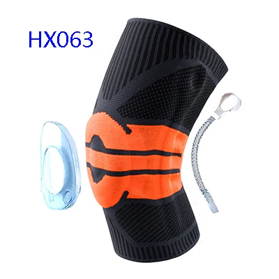 HX063 orange 1 шт. наколенник для коленной чашечки силиконовая подушка для колен для бега баскетбола трикотажная компрессионная эластичная наколенник для поддержки спорта - Цвет: HX063 orange