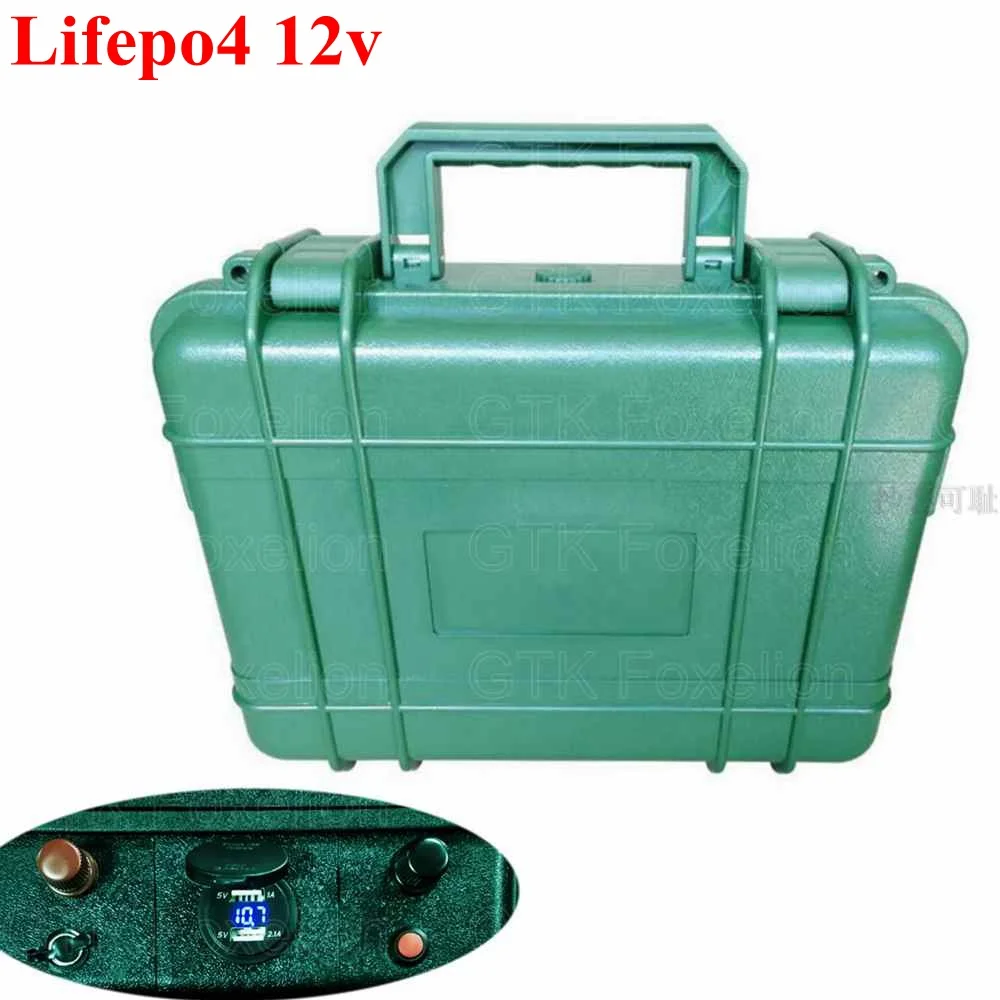 

Army Green Case 12V 50Ah 60Ah 30Ah 40Ah Lifepo4 Lithium Battery for Outdoor Power Supply Electric motor Waterproof + 6A Charger