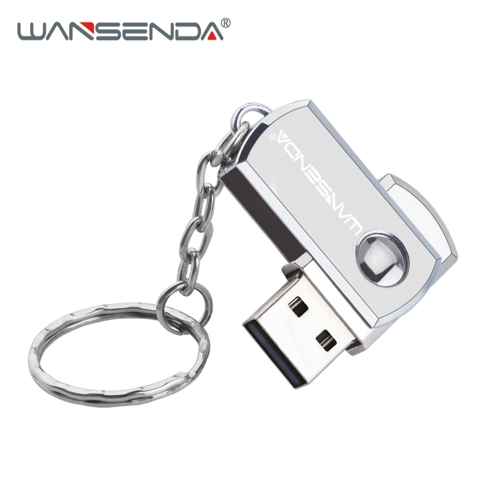 Горячая WANSENDA металлический USB флеш-накопитель, Вращающаяся ручка, 64 ГБ, 32 ГБ, 16 ГБ, 8 ГБ, брелок, флешка, USB 2,0, карта памяти