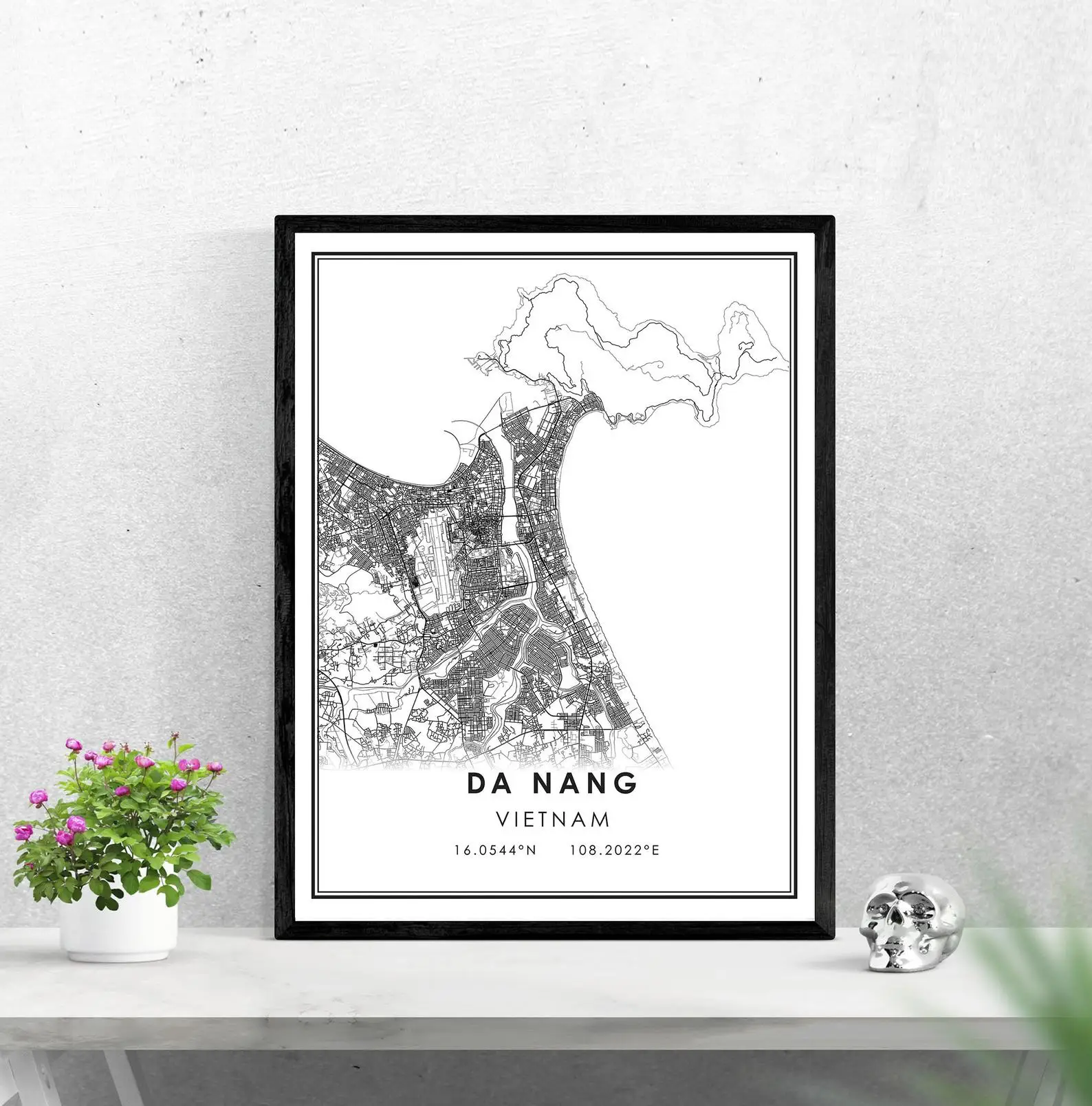 Da Nang map print poster canvas | Street Vietnam city Дом и сад