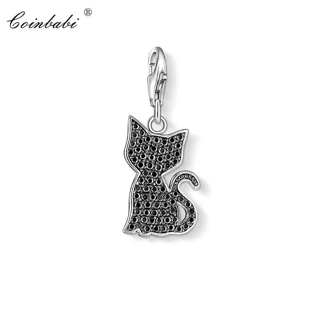 

Charm Pendant Black Cat Little Kitten,2019 Autumn Fashion Jewelry Trendy Real 925 Sterling Silver Gift For Women Fit Bracelet