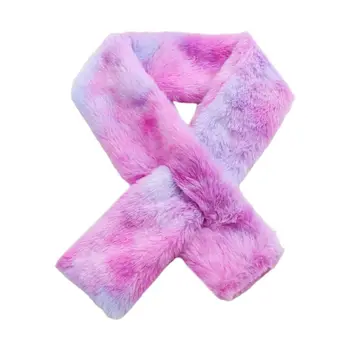 

Children Winter Plush Cross Collar Scarf Kids Gradient Color Wrap Neck Warmer