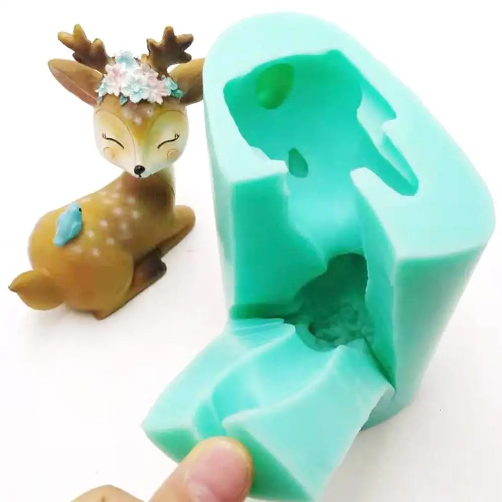 3D Sika олень силиконовая форма для шоколадного торта изготовление животных серии