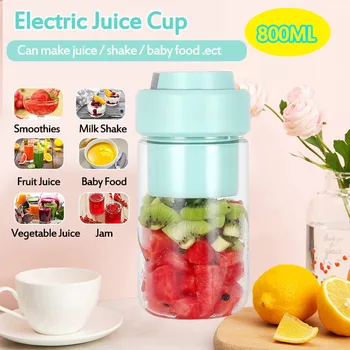 

800ML 3.7V Small Portable USB Rechargeable Glass Juicer Blender Mixer Fruit Stirring Juice Cup Food Processor Home Office Travel