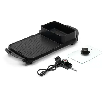 

1600W 2 In 1 Electric Multi Cooker Barbecue Pan Hot Pot Cooker Electric BBQ Griddle Non-Stick Stir-fry Hotpot Baking Plate