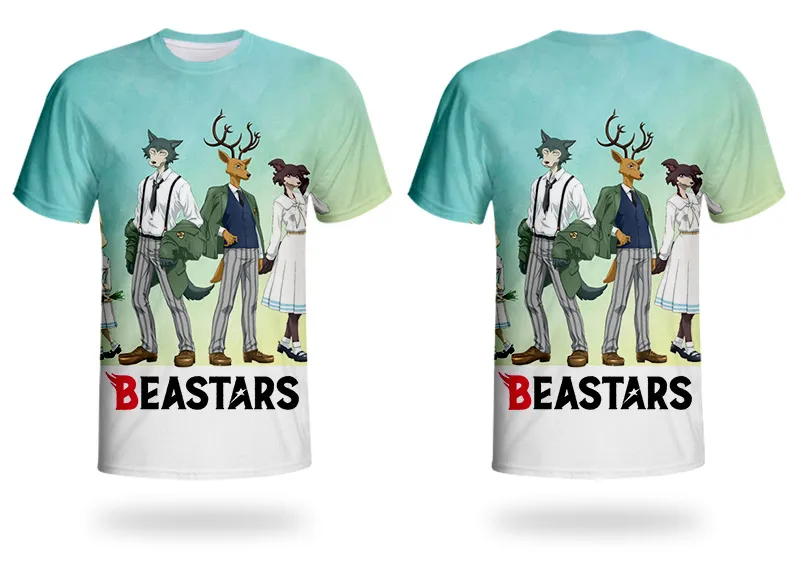 Новинка, WHOSONG 3D футболка с аниме BEASTARS, популярная одежда для мальчиков и девочек с изображением японских животных, уличная одежда для мужчин и женщин