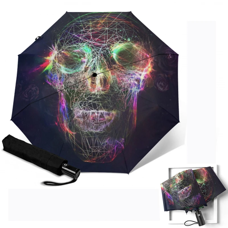 Windproof Travel Fully-automatic umbrellas Rain Women 3 Folding Pongee Umbrella Sun Umbrella Outdoor Scenery Paraguas Parapluie