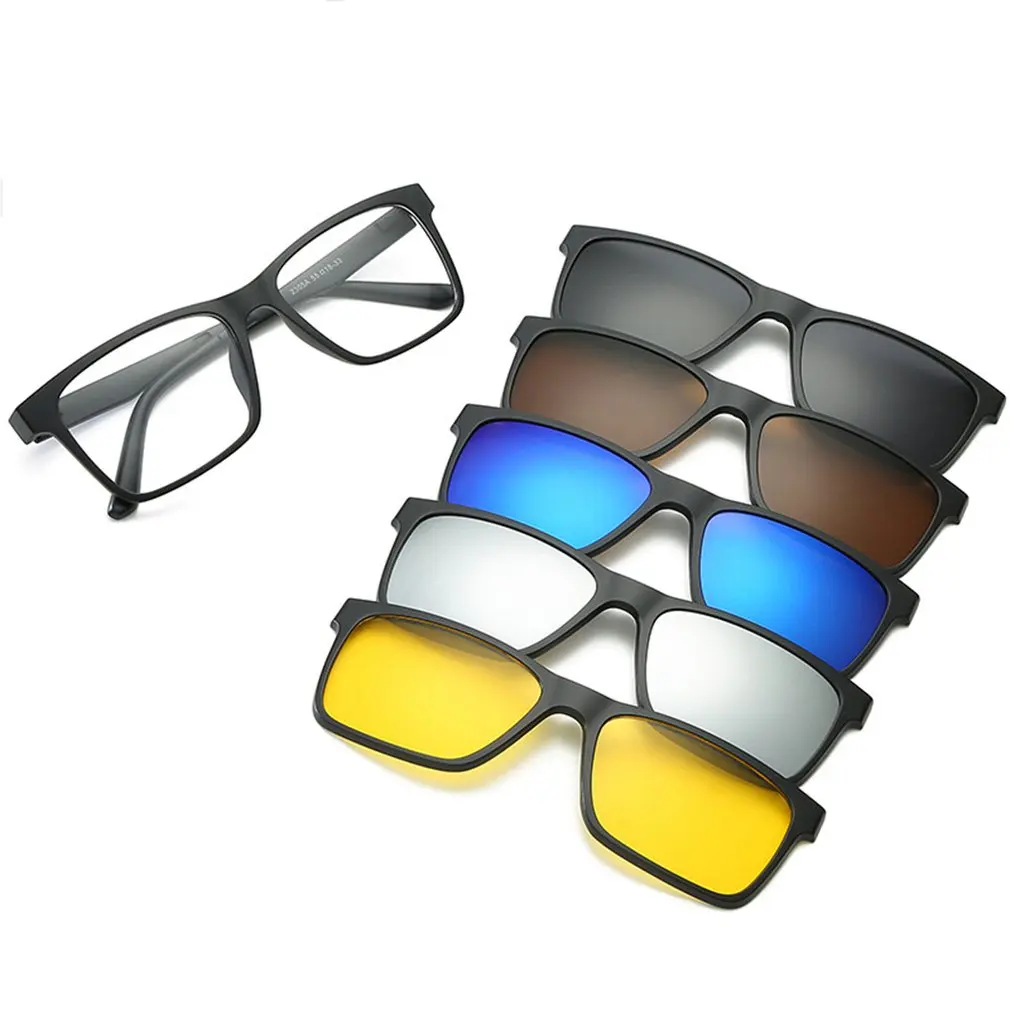 Очки для близорукости, зеркальная оправа, пять частей поляризованных солнцезащитных очков, мужские и женские солнцезащитные очки, оправа для очков