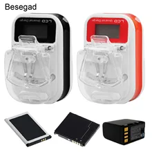 Besegad Universal USB Wall Charger Battery Charger Travel with LCD Display for Mobile Phone Camera Nokia Samsung EU Plug Type