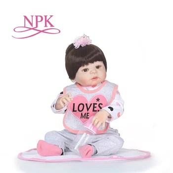 

NPK 55cm full body Silicone reborn Baby Doll Girl Lifelike Baby-Reborn pink Princess Doll Birthday Christmas Gift for girl