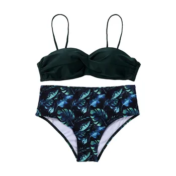 

Bandage Bikinis 2020 Floral Printed Swimwear Women Swimsuit Bathing Suit High Waist Bikini Padded Push Up Bra Beachwear Costume