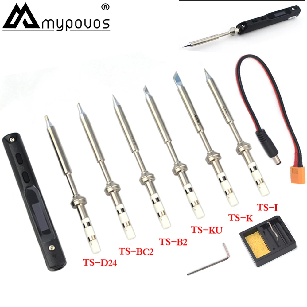 Ts-100 6 Pieces / Tip New Soldering Iron Set Adjustable Digital Lcd Display Soldering  Iron Soldering Station Arm Mcu Xt60 Cable - Electric Soldering Irons -  AliExpress