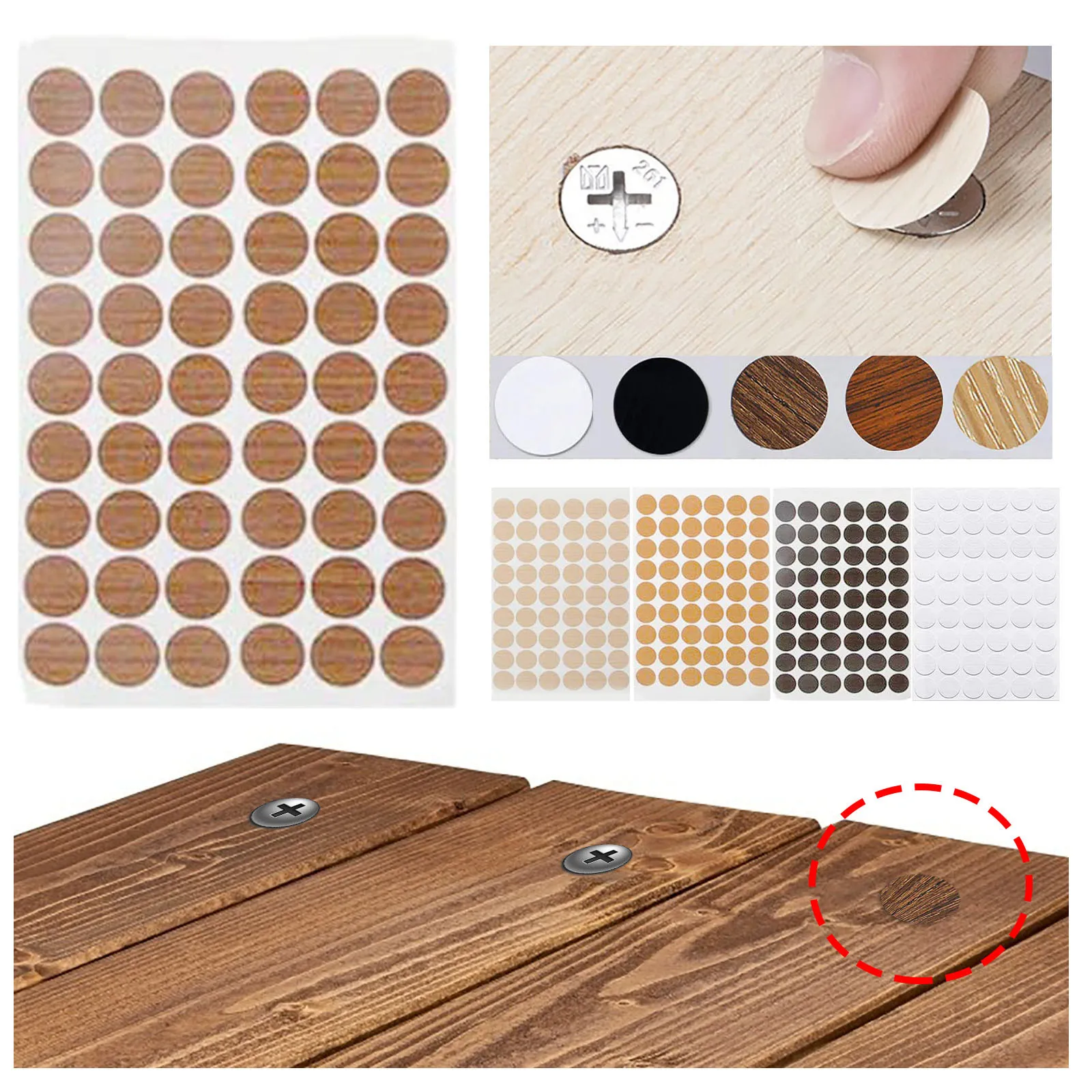 270pc Pvc 21mm Self Adhesive Sticker Screw Hole Beauty Decorative Cover Cap Wood Craft Ornament #T1P | Обустройство дома
