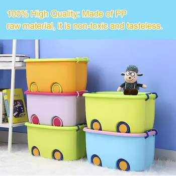 

Children's Colorful Toy Box High Capacity Pulley 4 Colors Household Storage Box Multi-Function Toy Storage Case