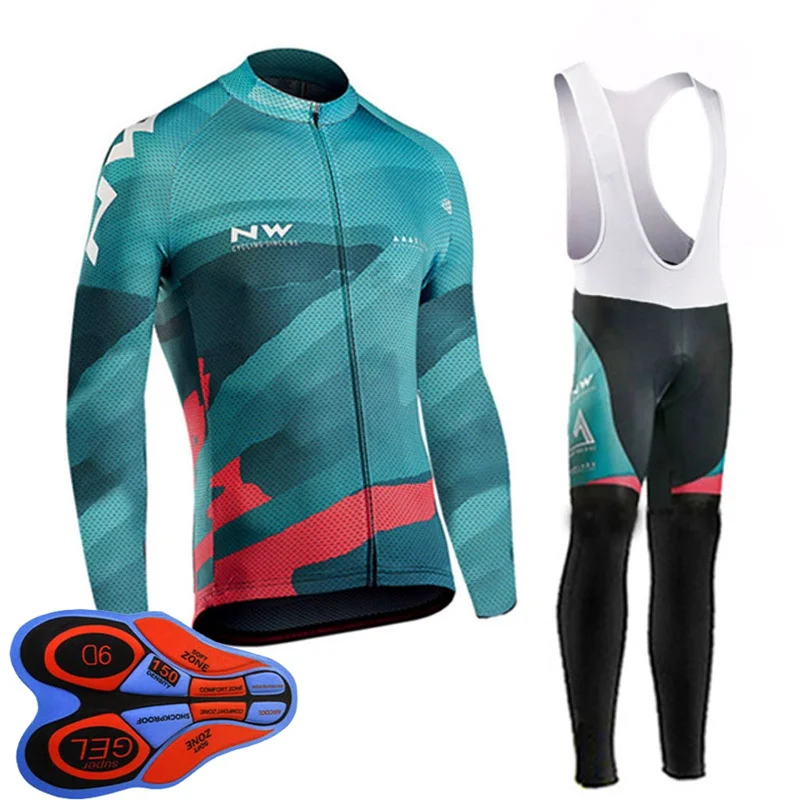 Ropa Ciclismo Men cycling long sleeve jersey bib pants set autumn breathable road bicycle clothing bike sports uniform Y112201