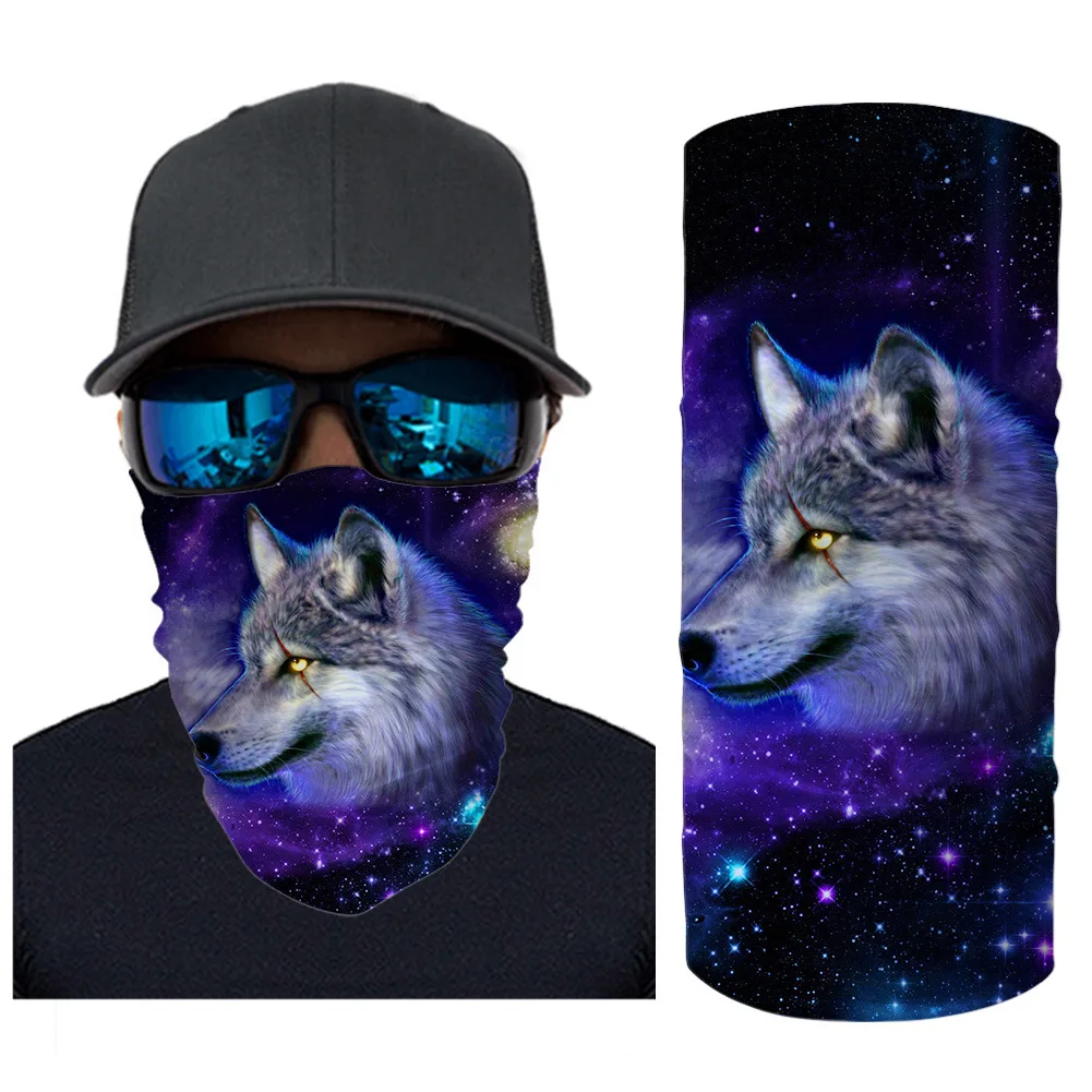 

Wolf dog skull eagle pattern from a custom seamless multi-functional magic headscarf riding mask outdoor bandana