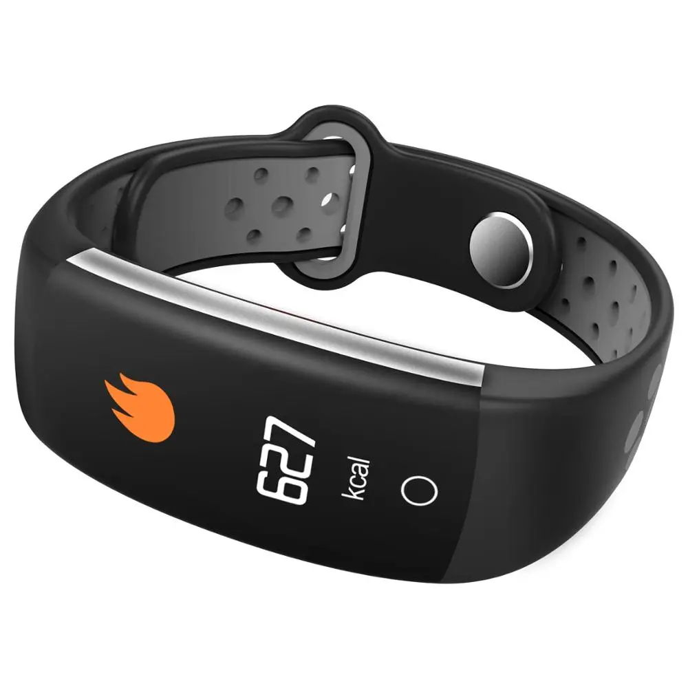 Цветной экран Q6 Smart Band монитор сердечного ритма фитнес-браслет IP68 30 Водонепроницаемые Часы кровяное давление кислородный фитнес-трекер - Цвет: gray black