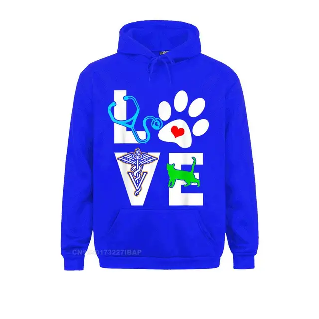 Sudadera con capucha con estampado de "Love With Paw", estetoscopio medicina veterinaria, sudaderas de estilo chino para jóvenes, ropa deportiva europea con gráfico|Sudaderas con capucha y sudaderas| - AliExpress