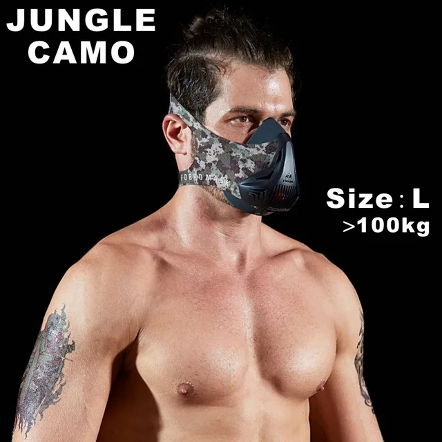 Jungle Camo L FDBRO Спортивная маска, тренировочная Спортивная маска 3,0 маска для бега для фитнеса, тренажерного зала, тренировки, сопротивление поднятию, кардио, выносливость, дыхание - Цвет: Jungle Camo L