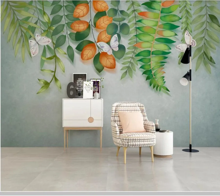 

Hand drawn tropical plants 3d wallpaper papel de parede,living room tv sofa wall children bedroom wall papers home decor mural