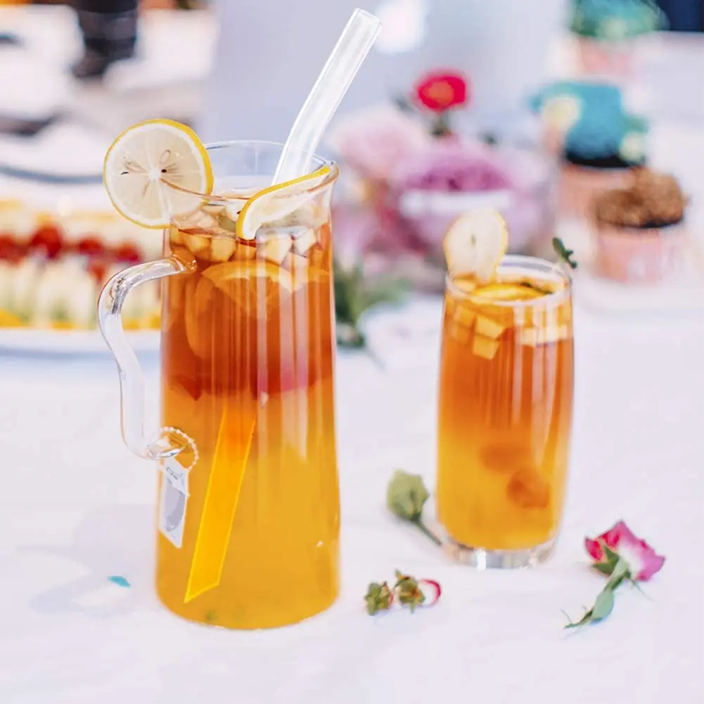 12mm Reusable Glass Straw Eco-friendly Drinking Straws Bubble Tea Straws for Smoothie Milkshakes Drinks Bar Party Accessory drinking straws glass straw set