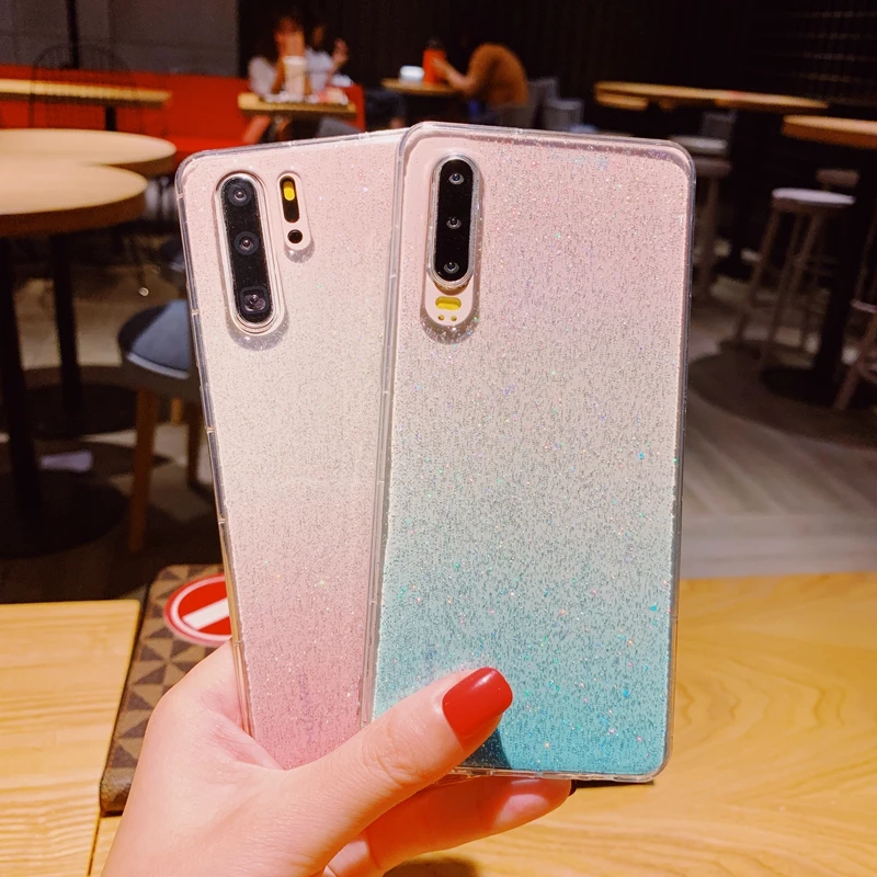 Candy Color Case For Huawei P20 P30 Mate 20 30 Pro Nova 3 3i 4 5 Bling Glitter Sparkle Sequins Clear Soft Silicone TPU Cover |
