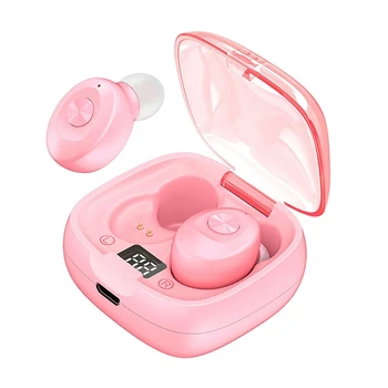 

Wireless Bluetooth 5.0 Earphone Pink LED Display Headphones Noise Canceling HD Call Earphones With Microphone Cute Earbuds Girl